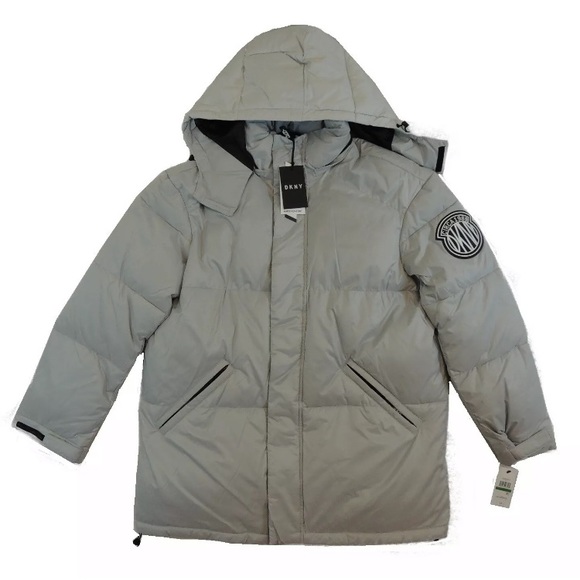 DKNY Quilted Puffer Ski Jacket Hooded Coat Parka L - Picture 1 of 7